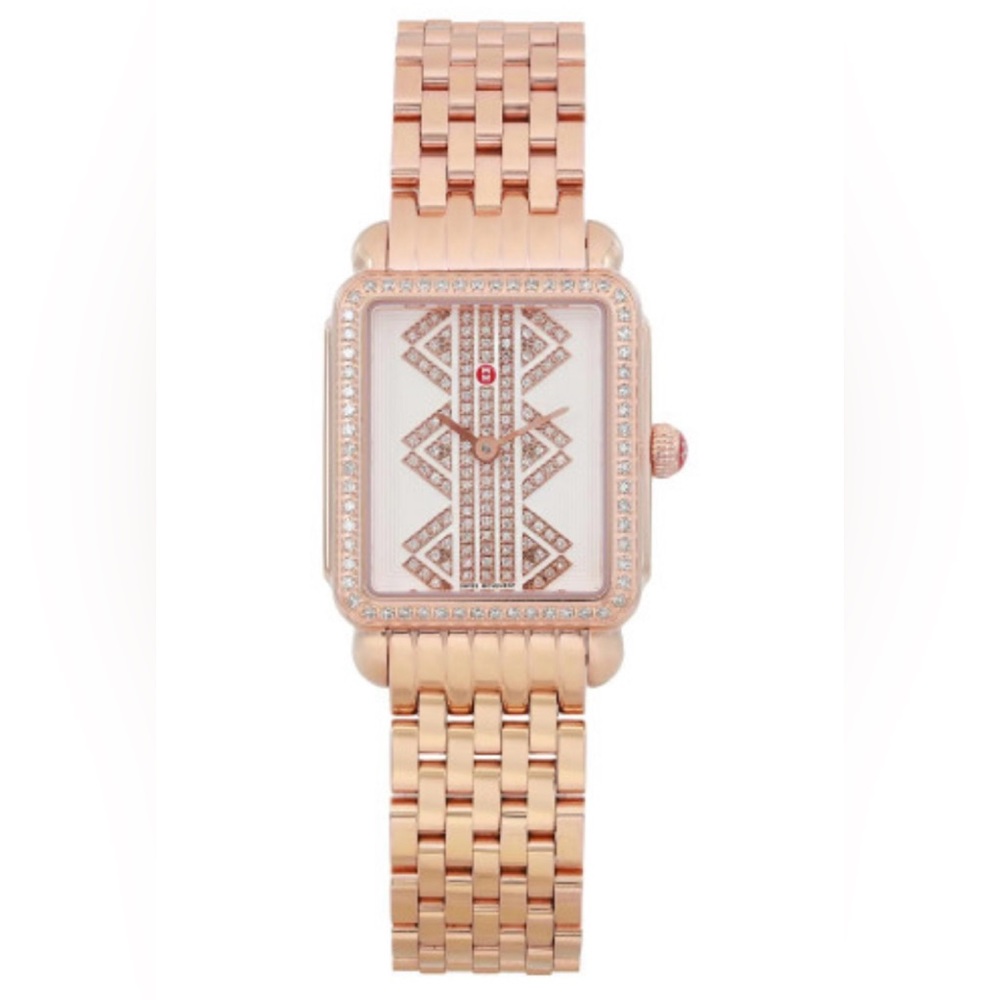 NIB Michele Rose Gold Diamond Deco II Watch - Picture 13 of 13